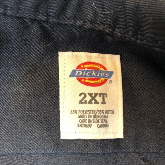 Dickies Mens Button Up Work Shirt Size 2XT Black Long Sleeve Pockets Classic - Picture 5 of 9